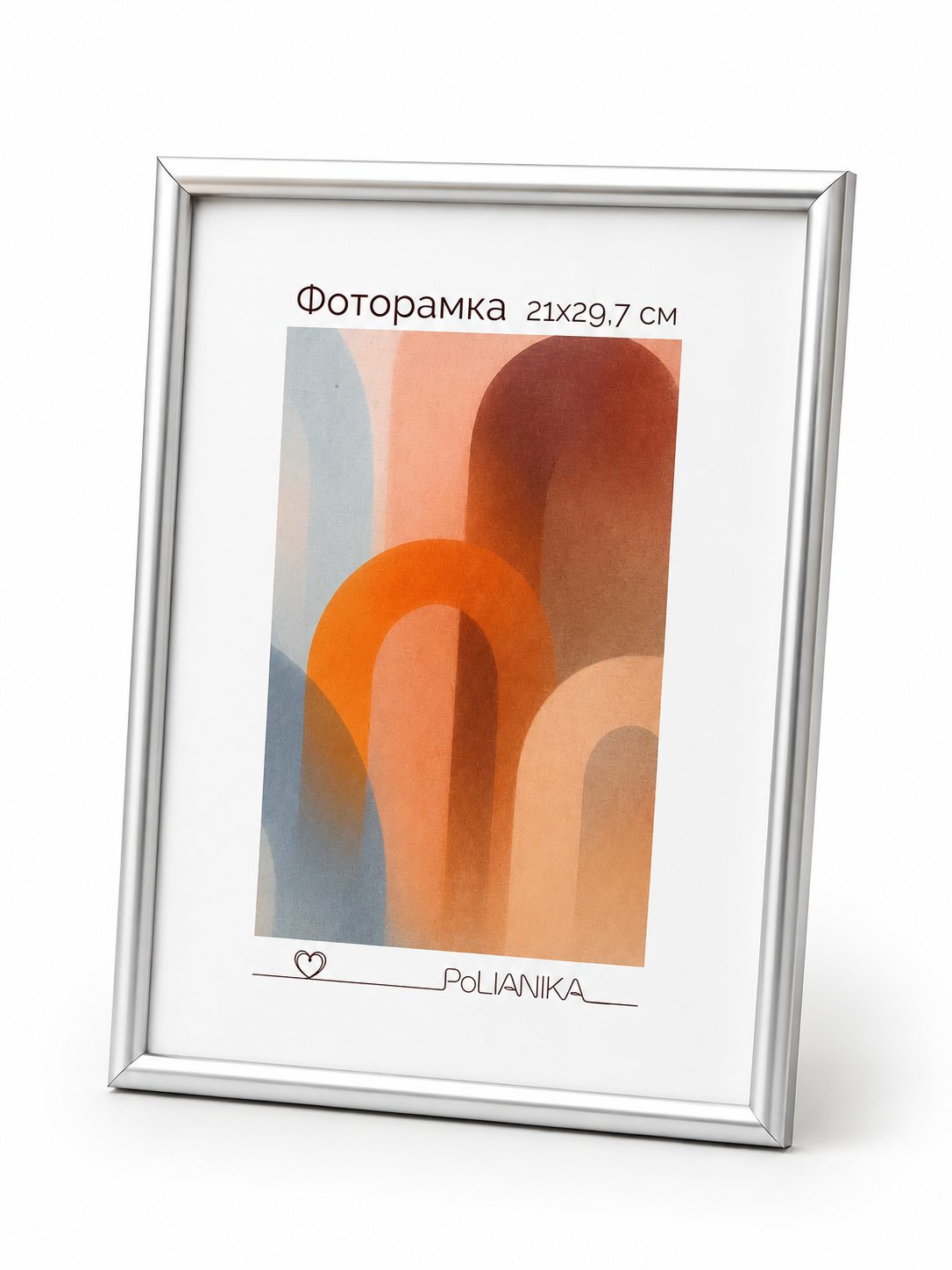 Фоторамка пластиковая PoliANika багет радуга 21х29,7 (А4) (серебро матовое)